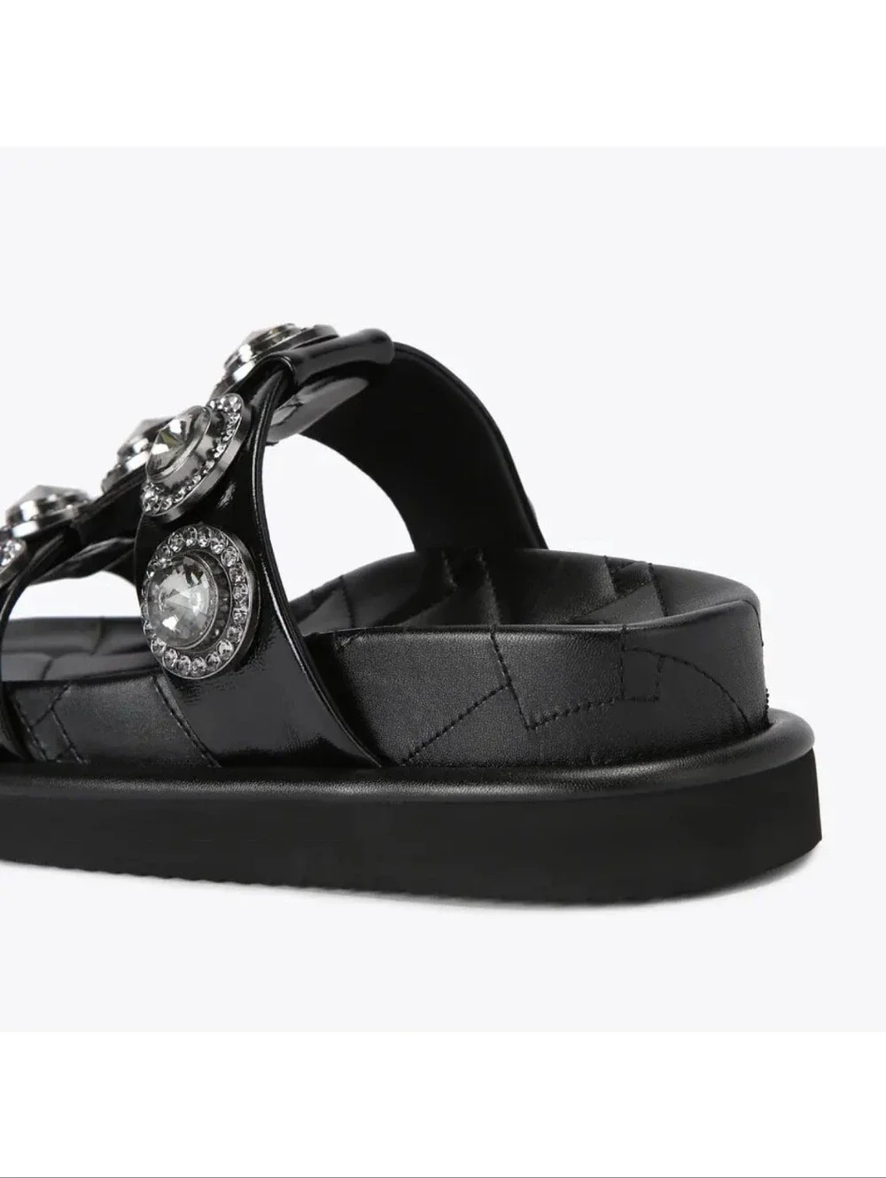 🆕️ Kurt Geiger London Orson Crystal Sandal US 8 Black Resortwear Grunge Indie